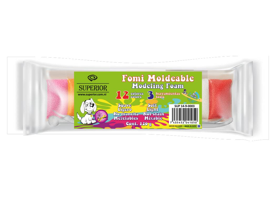 FOMI MOLDEABLE BOLSA 120GR SET 12 COL+3 HERRAMIENTAS (10GR X COLOR)